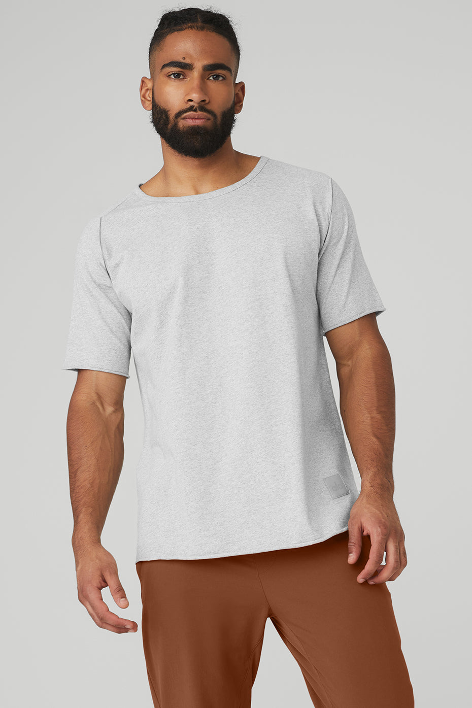 Grey Men's Alo Yoga Society Crewneck Tee Short Sleeve | GBD-340697