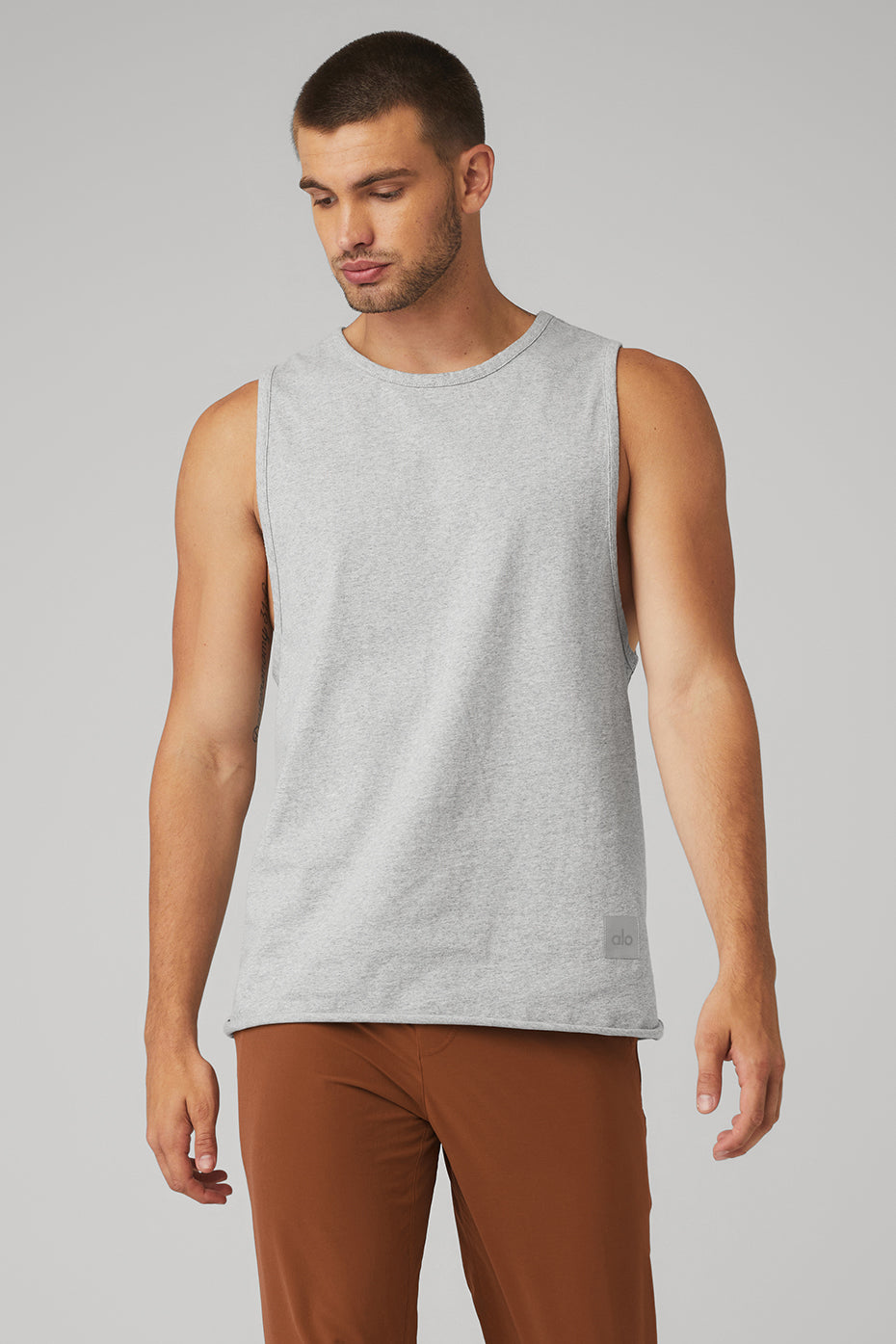 Grey Men's Alo Yoga Society Tanks | OQR-724596