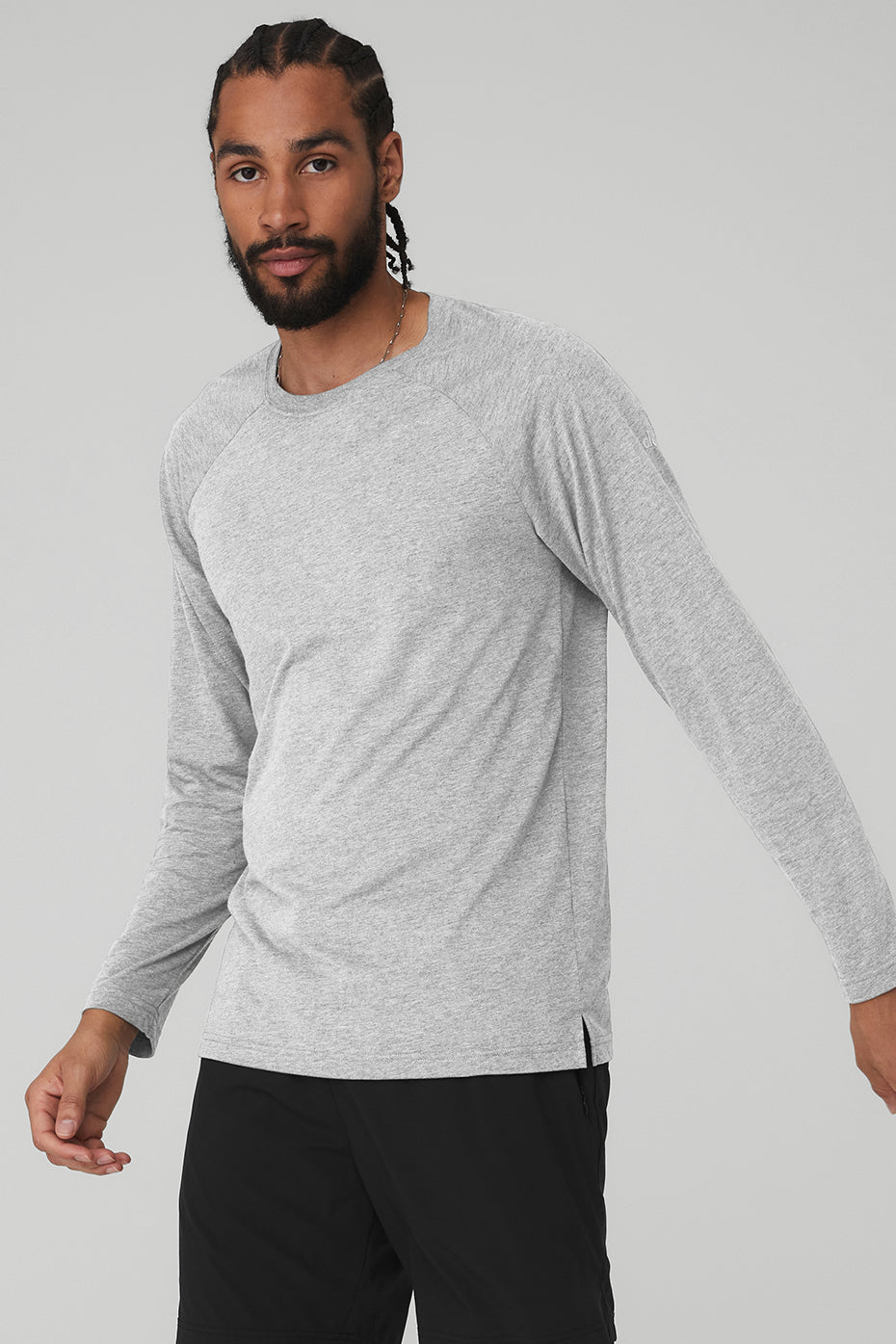 Grey Men's Alo Yoga Triumph Tee Long Sleeve | MEJ-301529