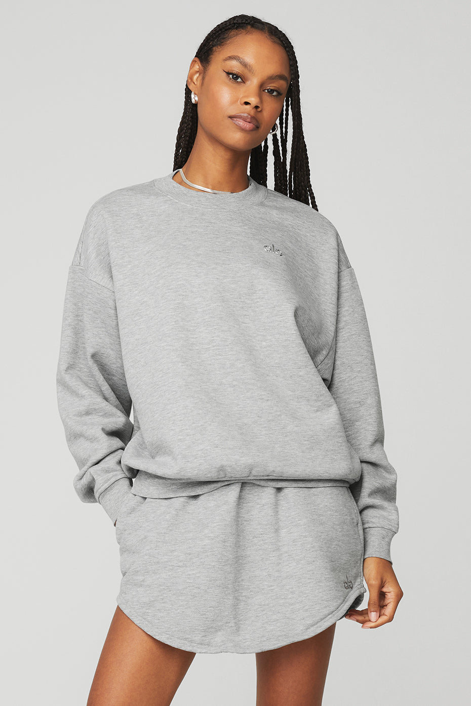 Grey Women's Alo Yoga Accolade Crew Neck Pullover Sweatshirts | DCM-630841