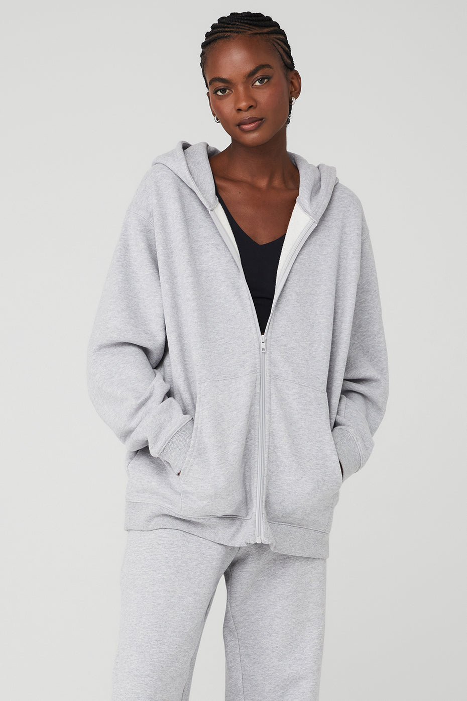 Grey Women's Alo Yoga Renown Heavy Weight Full Zip Hoodie | VHW-570123