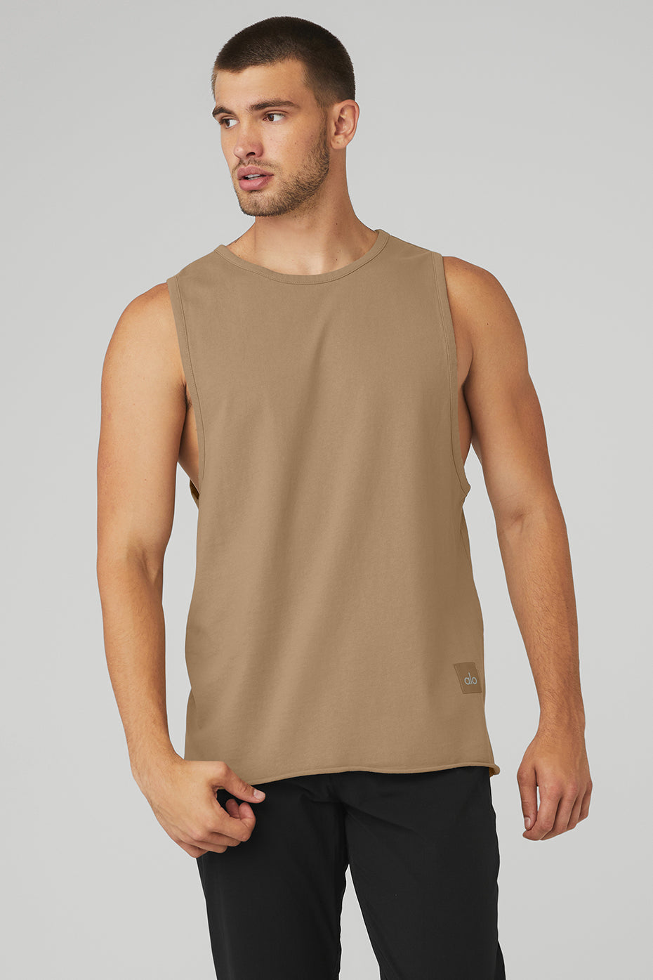 Khaki Men's Alo Yoga Society Tanks | KWH-063481