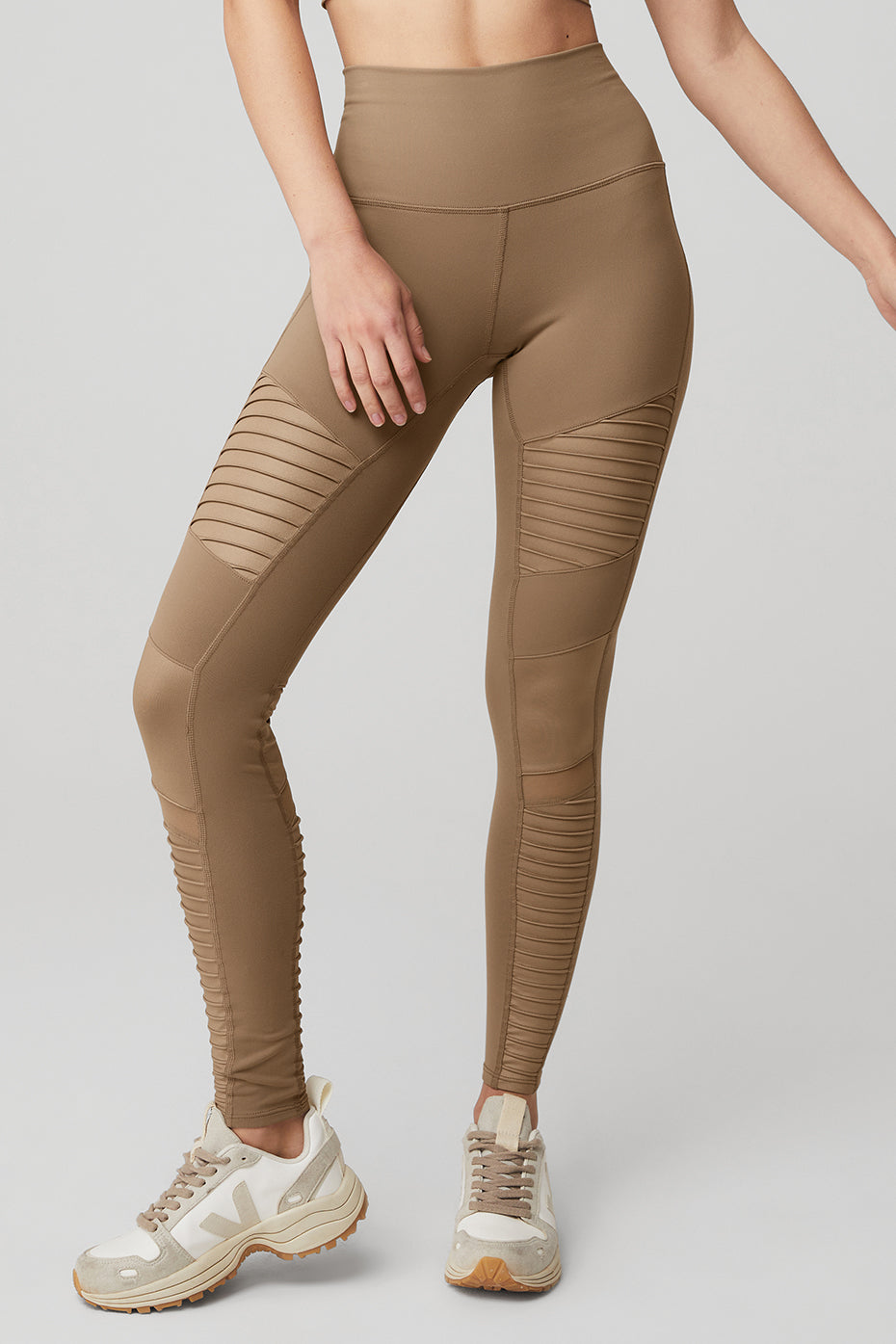 Khaki Women's Alo Yoga High-Waist Moto Leggings | WTB-953642