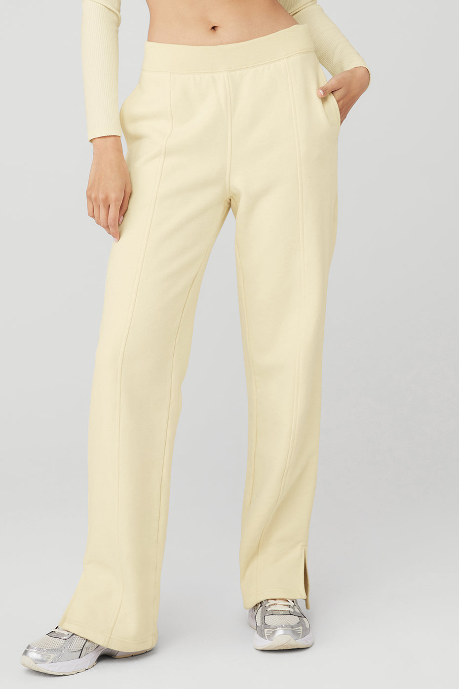 Light Yellow Women's Alo Yoga High-Waist Free Time Straight Leg Sweatpants | JTM-741589