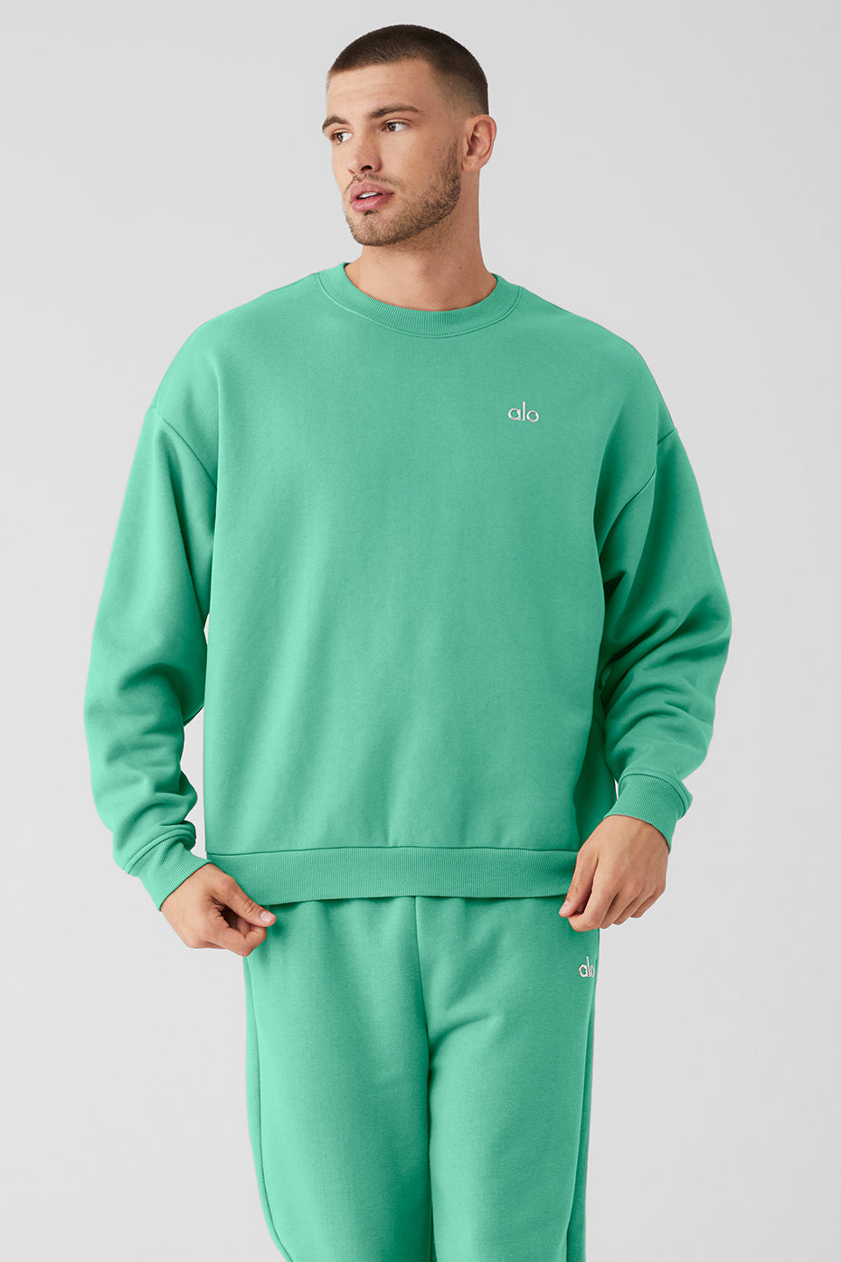 Mint Men's Alo Yoga Accolade Crew Neck Pullover Sweatshirts | XUP-138726