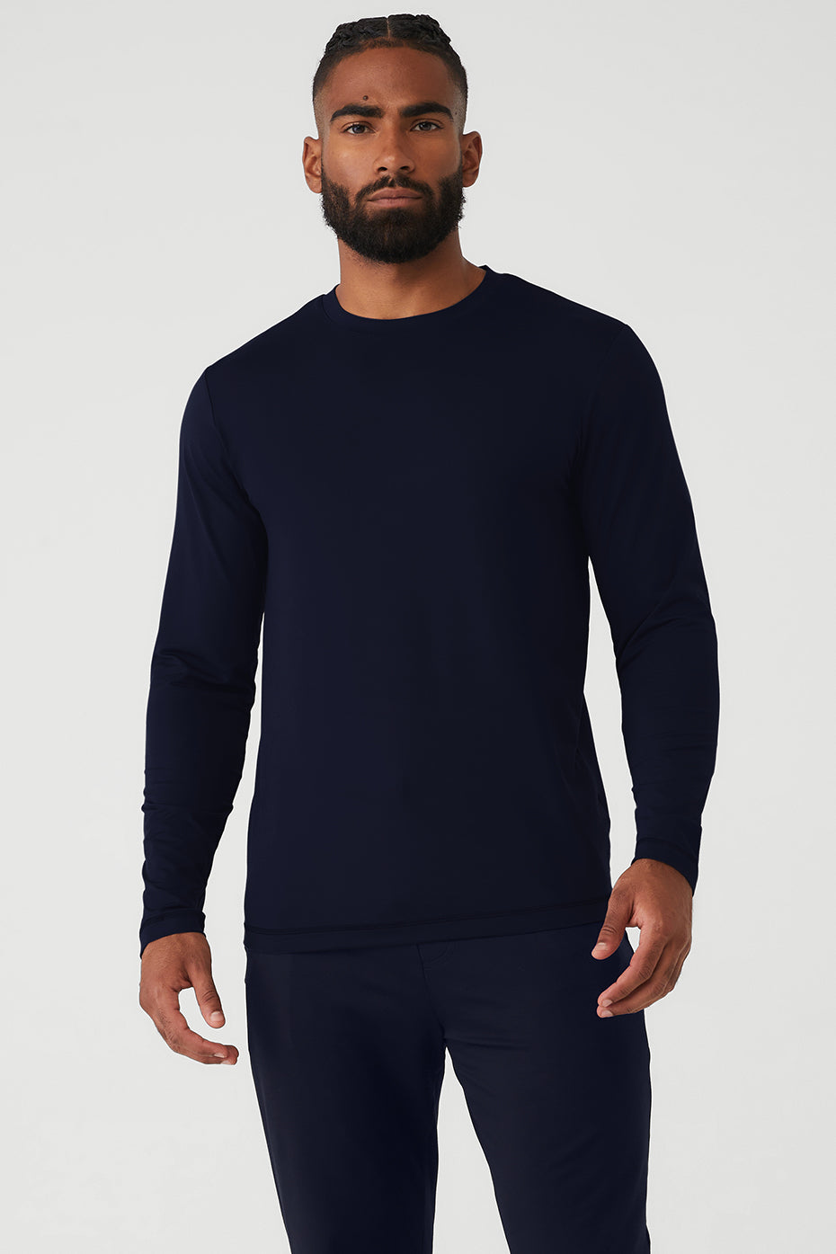 Navy Men's Alo Yoga Conquer Reform Crewneck Long Sleeve | FDX-608754