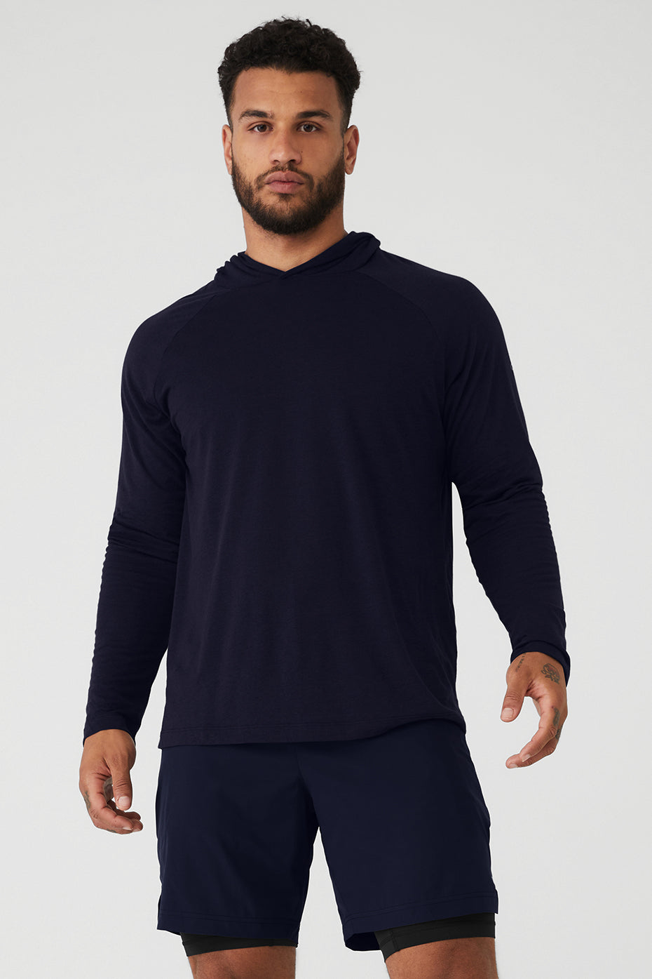 Navy Men's Alo Yoga Core Runner Hoodie | QDX-620918