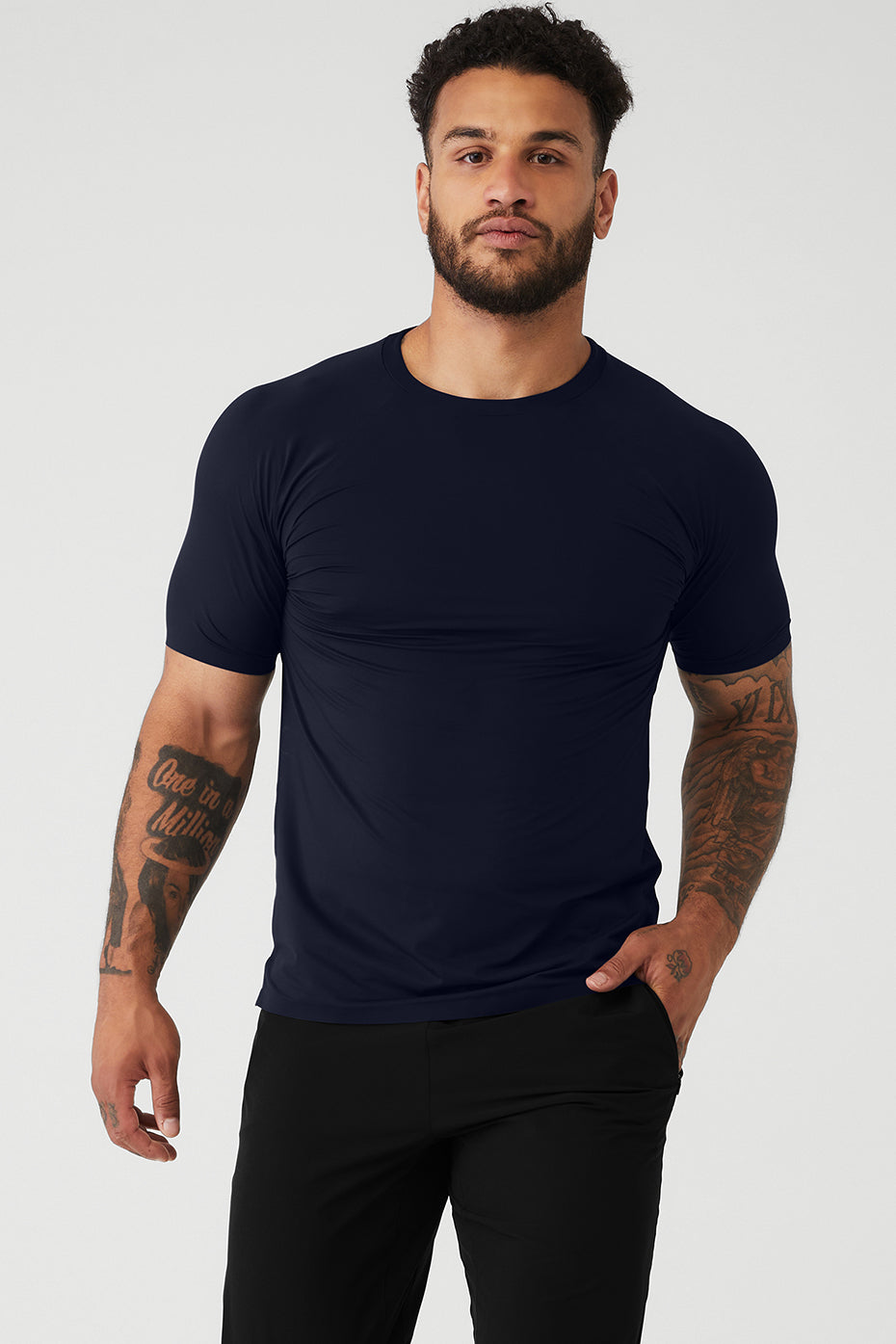 Navy Men's Alo Yoga Idol Performance Tee Short Sleeve | MSZ-926187