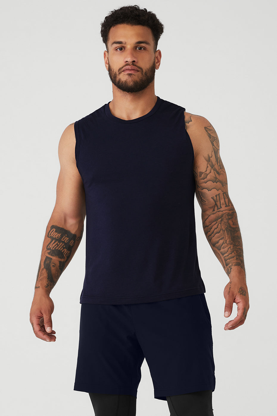 Navy Men's Alo Yoga The Triumph Muscle Tanks | TZW-829476