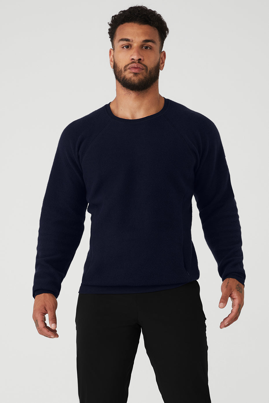 Navy Men's Alo Yoga Triumph Crew Neck Sweatshirts | AKX-895473