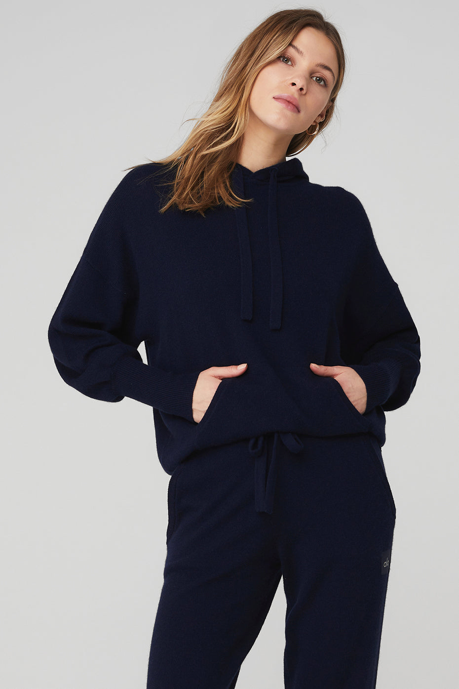 Navy Women's Alo Yoga Cashmere Jet Set Hoodie | FIK-509163