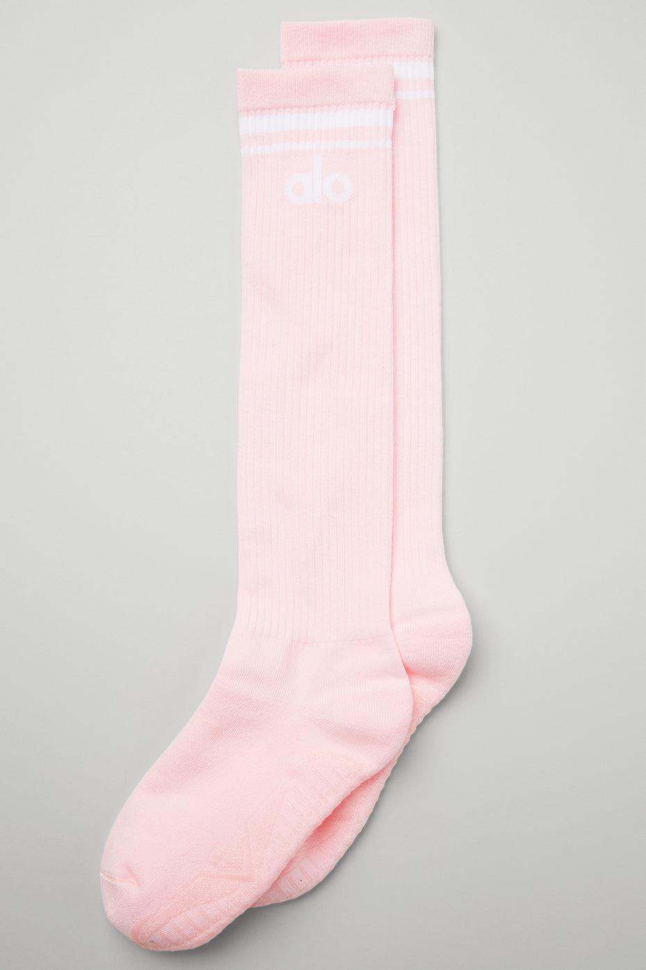 Pink / White Women's Alo Yoga Knee-High Throwback Barre Socks | CUM-305427