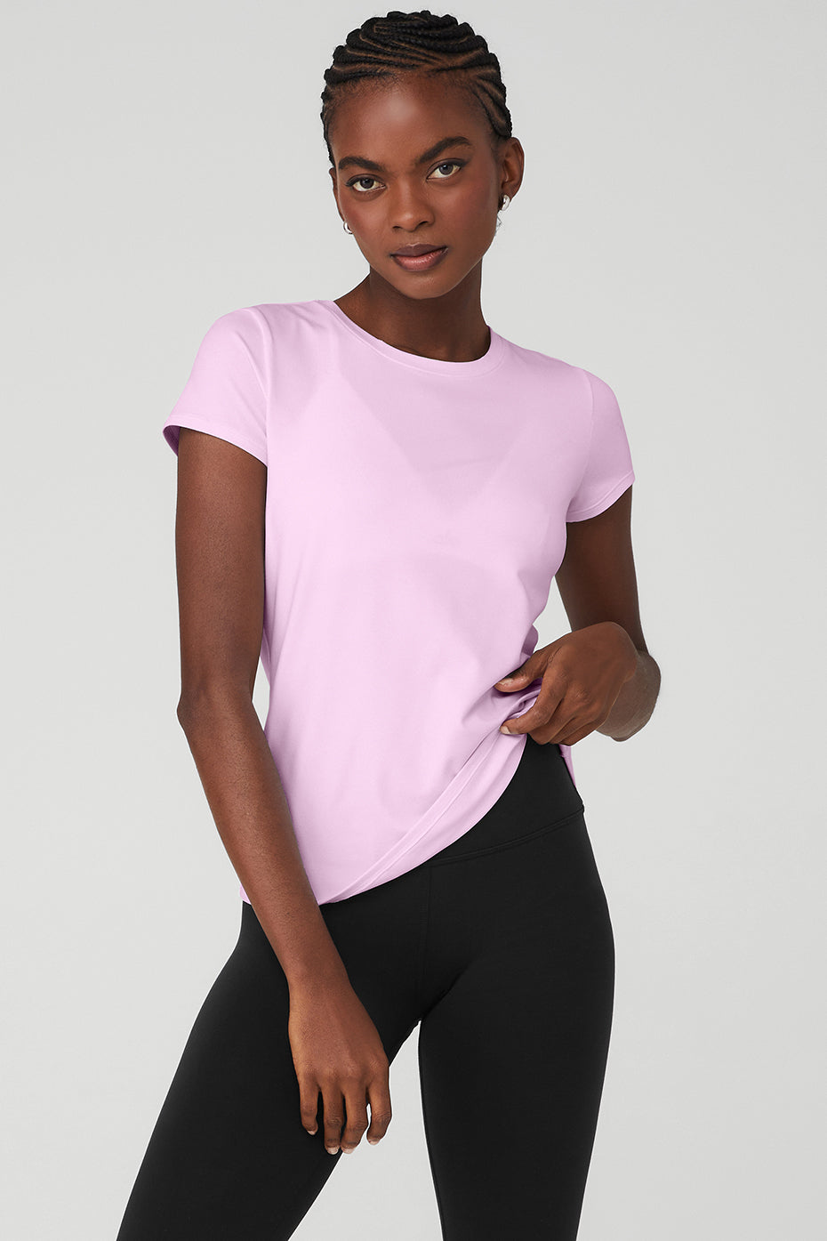 Pink Women's Alo Yoga Alosoft Finesse Tee Short Sleeve | XRK-652970