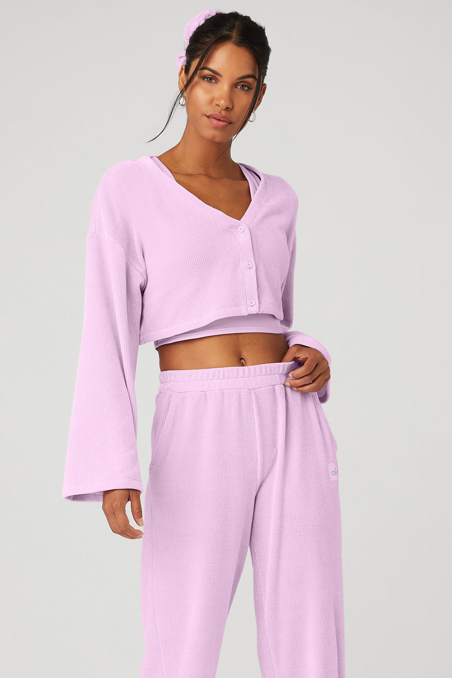 Pink Women's Alo Yoga Chenille Chalet Cardigan Sweatshirts | RPN-748056