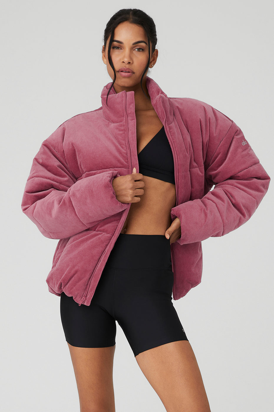 Purple Red Women's Alo Yoga Corduroy Stage Puffer Jackets | GFP-513049