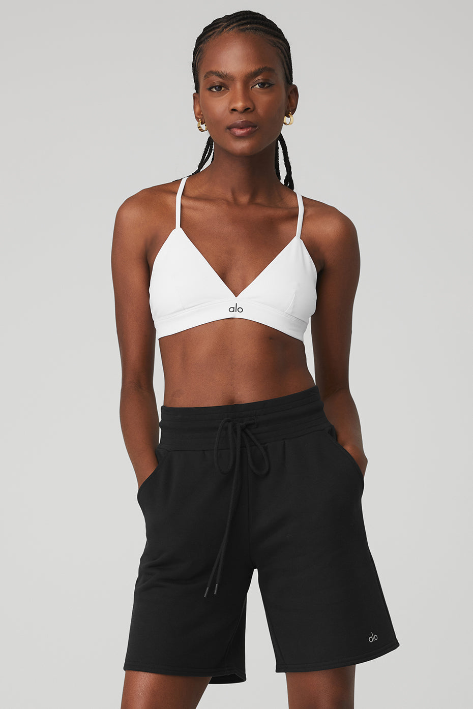 White / Black Women's Alo Yoga Splendor Bras | EOC-490761