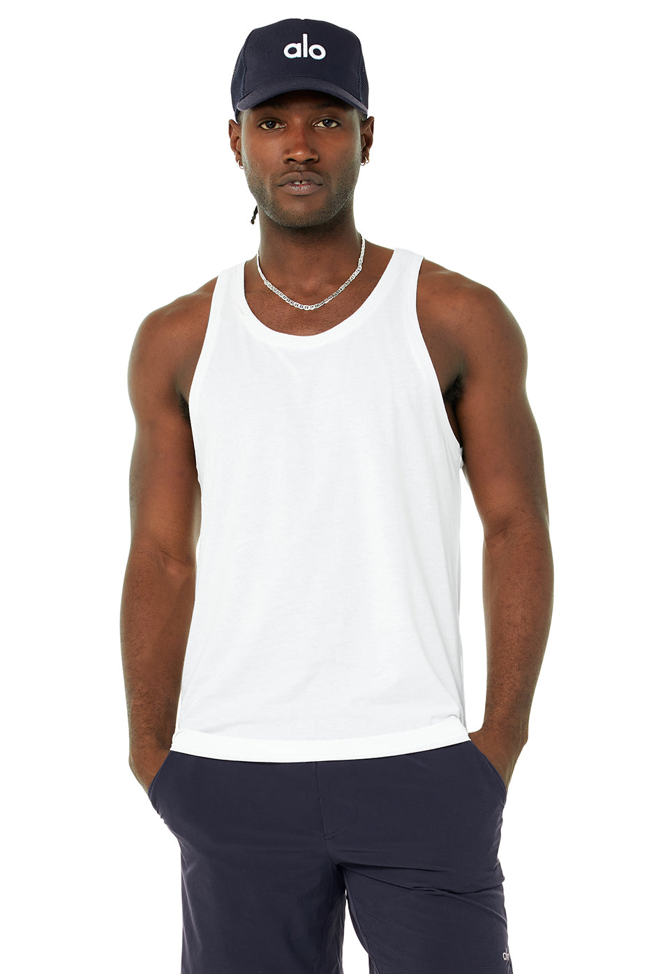 White Men's Alo Yoga Triumph Tanks | IXU-263480