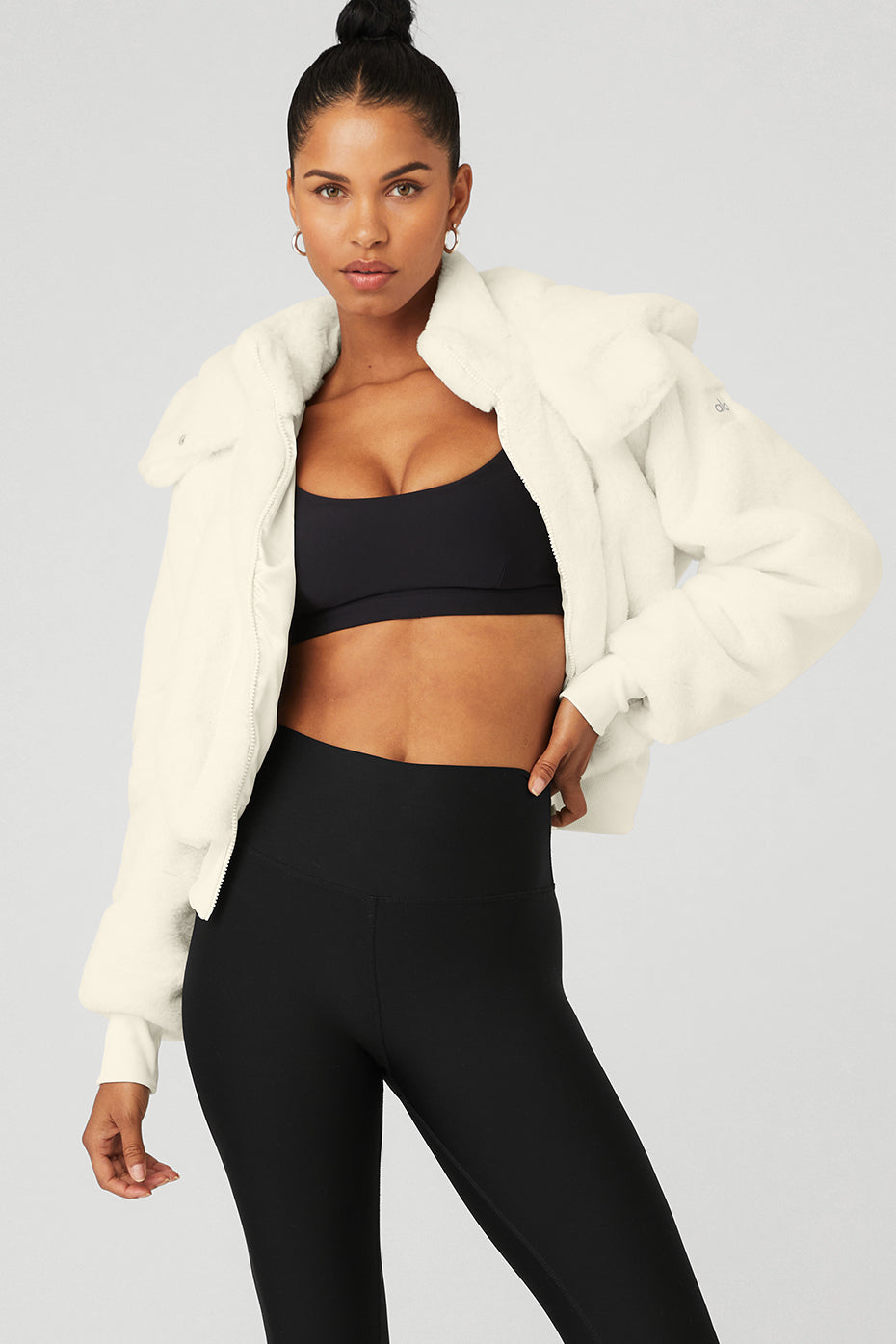 White Women's Alo Yoga Faux Fur Foxy Jackets | VUD-185423