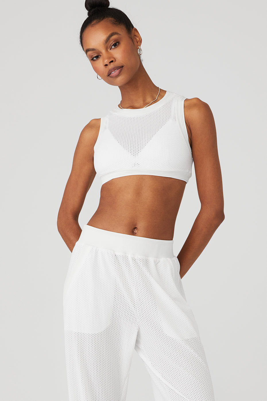 White Women's Alo Yoga Mesh All-Star Tanks | ZVN-642198