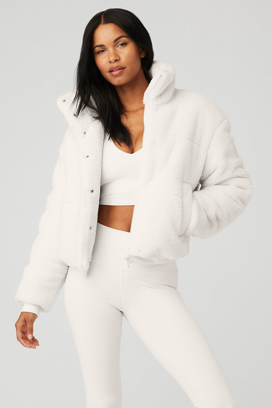 White Women's Alo Yoga Sherpa Snow Angel Puffer Jackets | HNR-740561