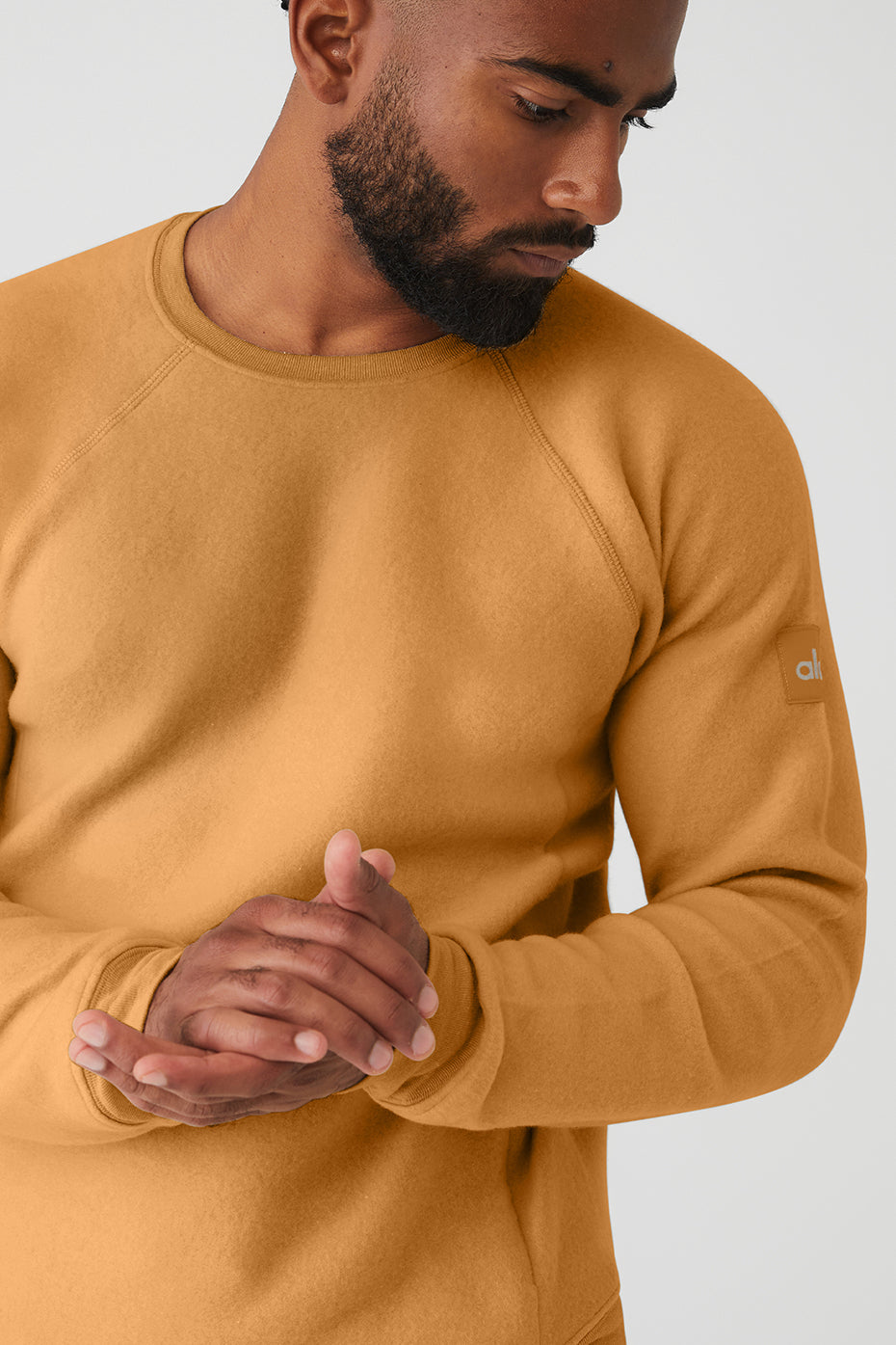 Apricot Orange Men's Alo Yoga Triumph Crew Neck Sweatshirts | VRZ-641390