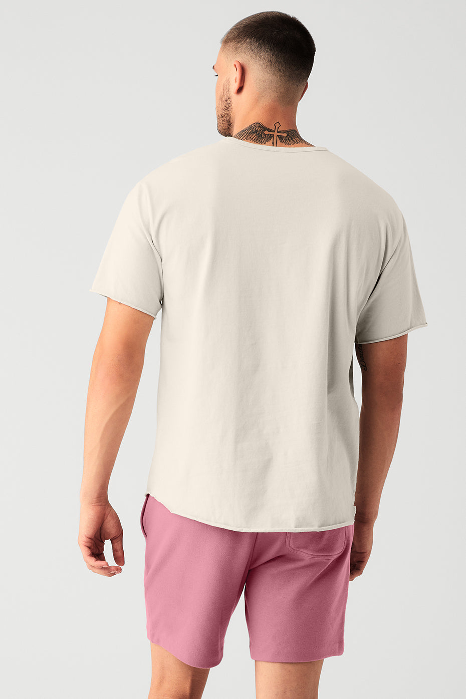 Beige Men's Alo Yoga Society Crewneck Tee Short Sleeve | VQS-479203