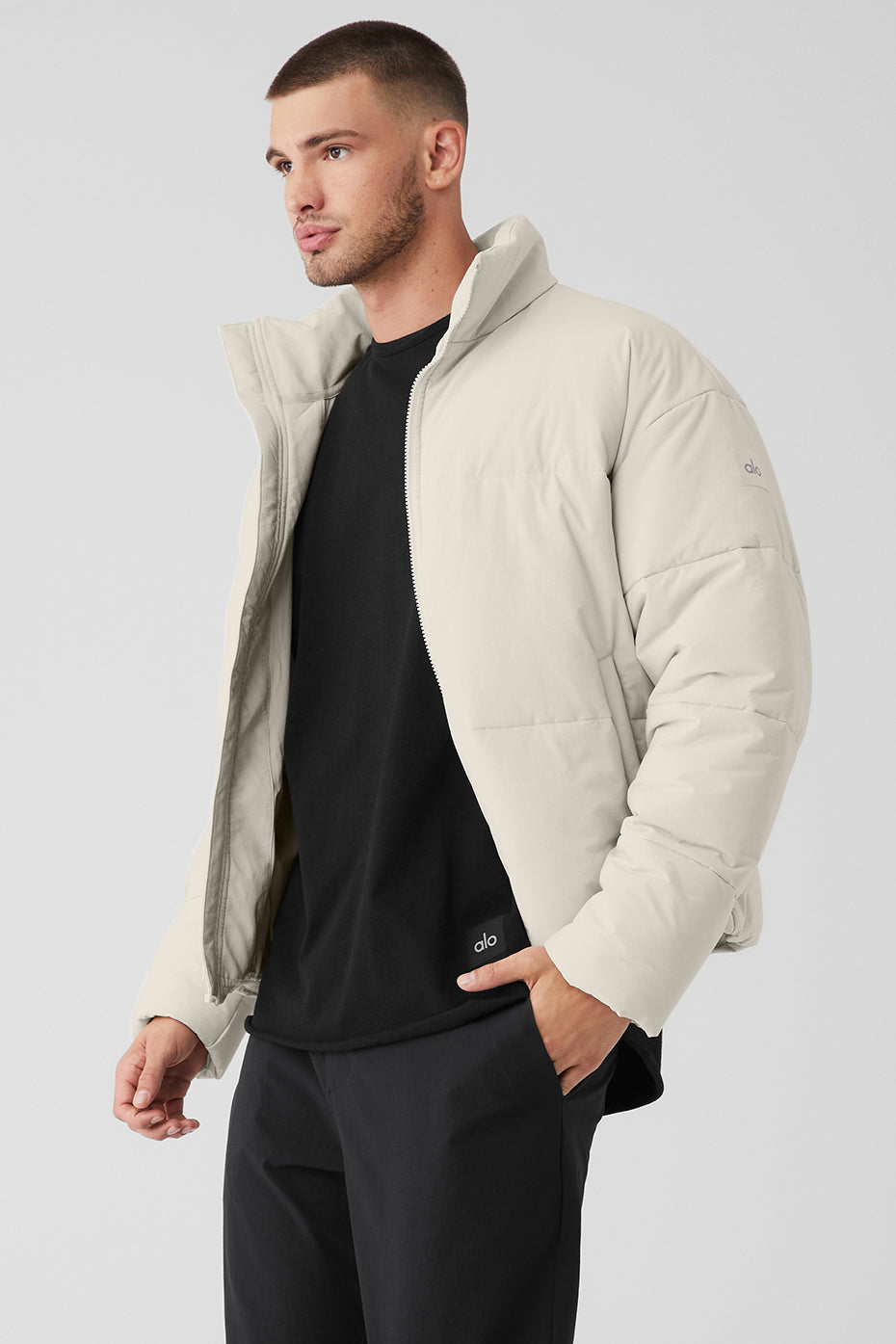 Beige Men's Alo Yoga Stretch Woven Street Puffer Jackets | HBP-218934