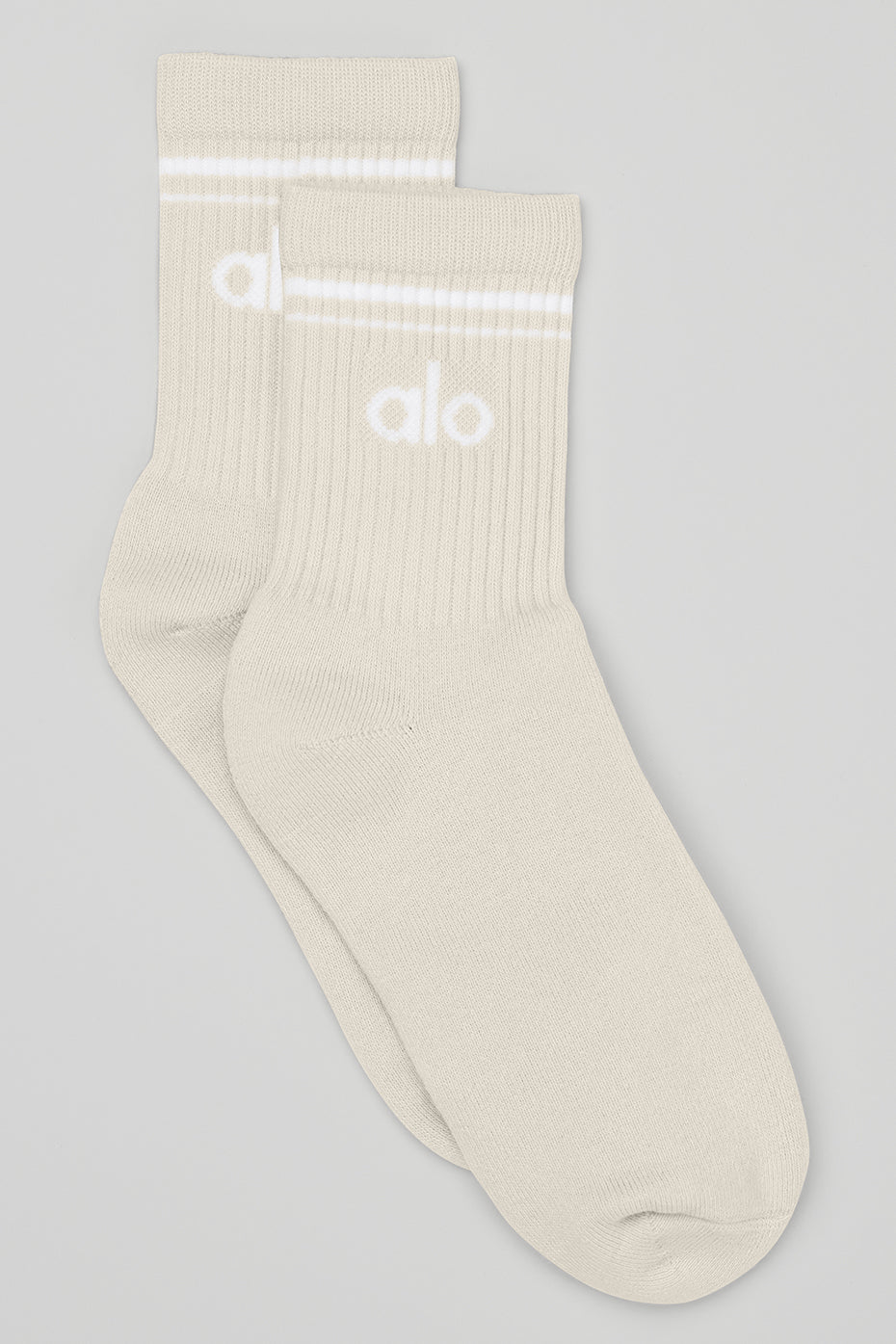 Beige / White Unisex Alo Yoga Half-Crew Throwback Socks | DUJ-396174