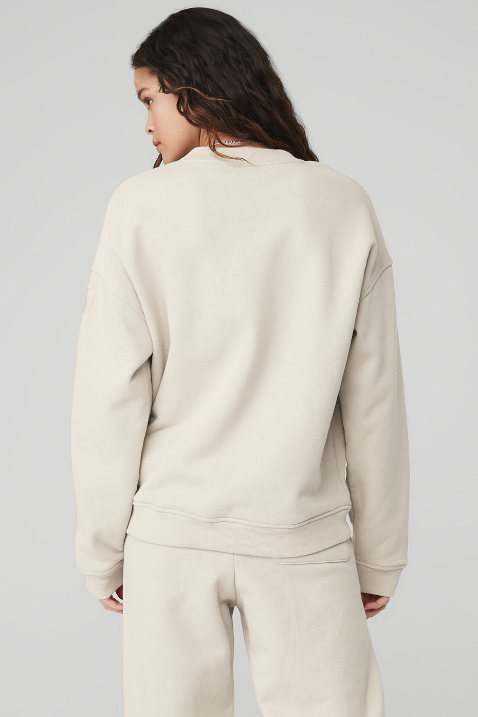 Beige Women's Alo Yoga Renown Heavy Weight Crew Neck Pullover Sweatshirts | IAO-589670