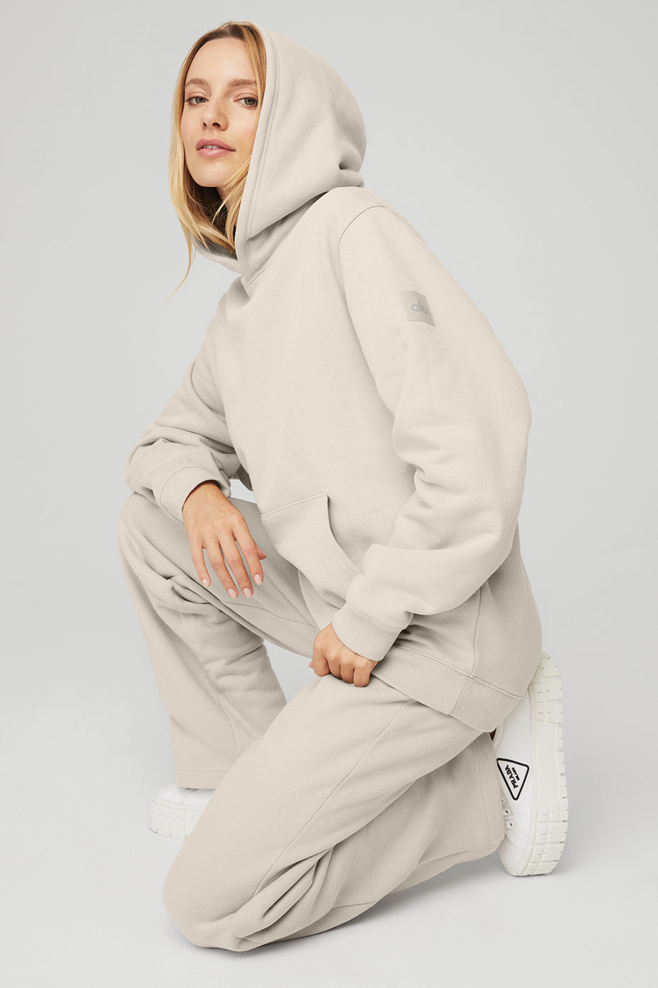 Beige Women's Alo Yoga Renown Heavy Weight Hoodie | NQW-087631