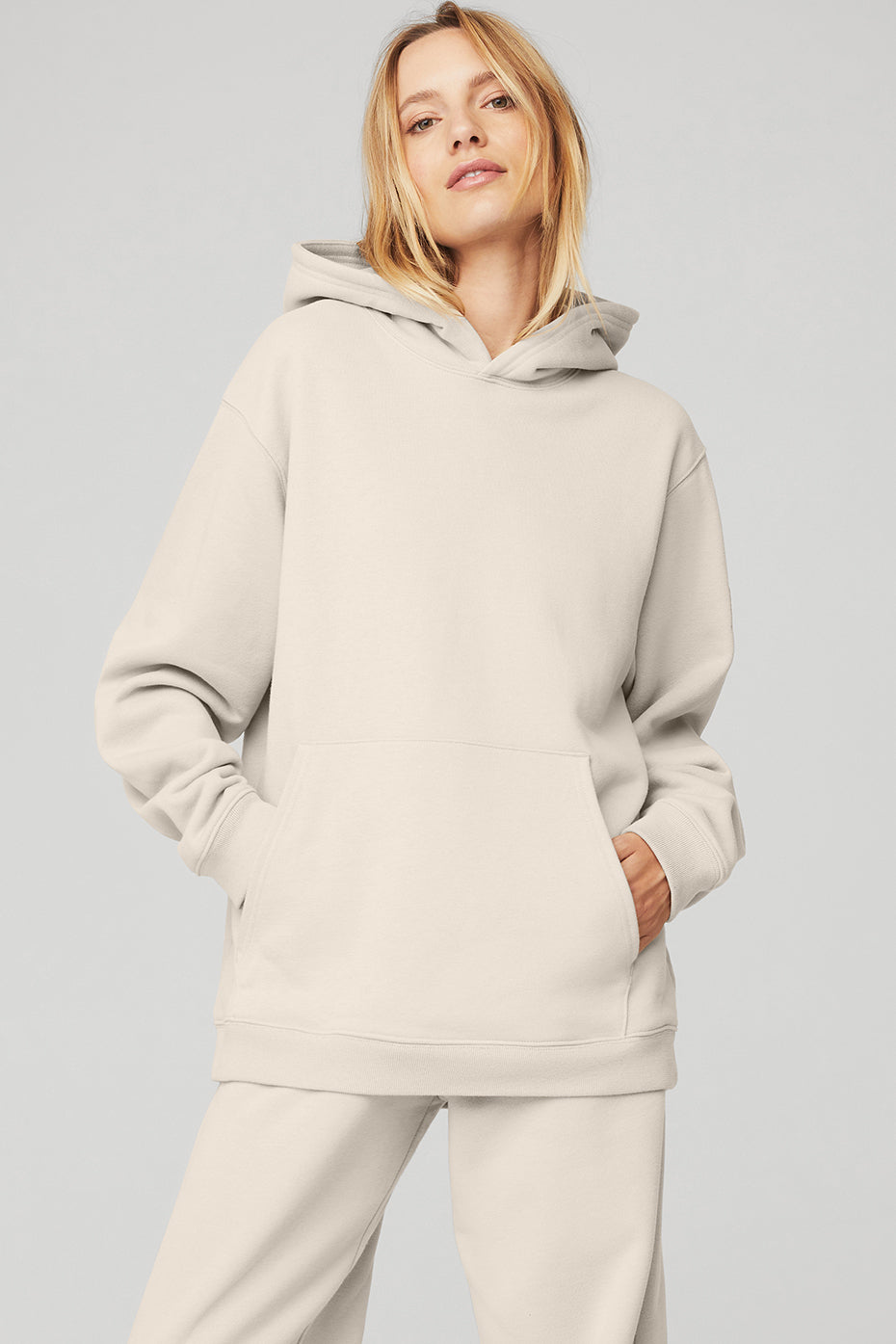 Beige Women\'s Alo Yoga Renown Heavy Weight Hoodie | NQW-087631