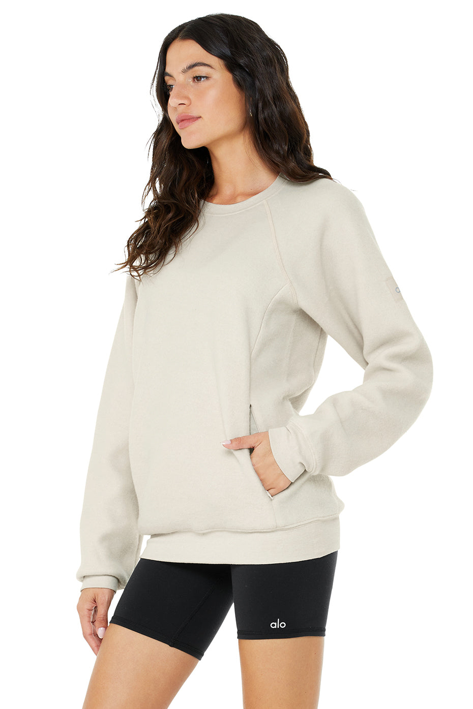 Beige Women's Alo Yoga Triumph Crew Neck Sweatshirts | COY-428631