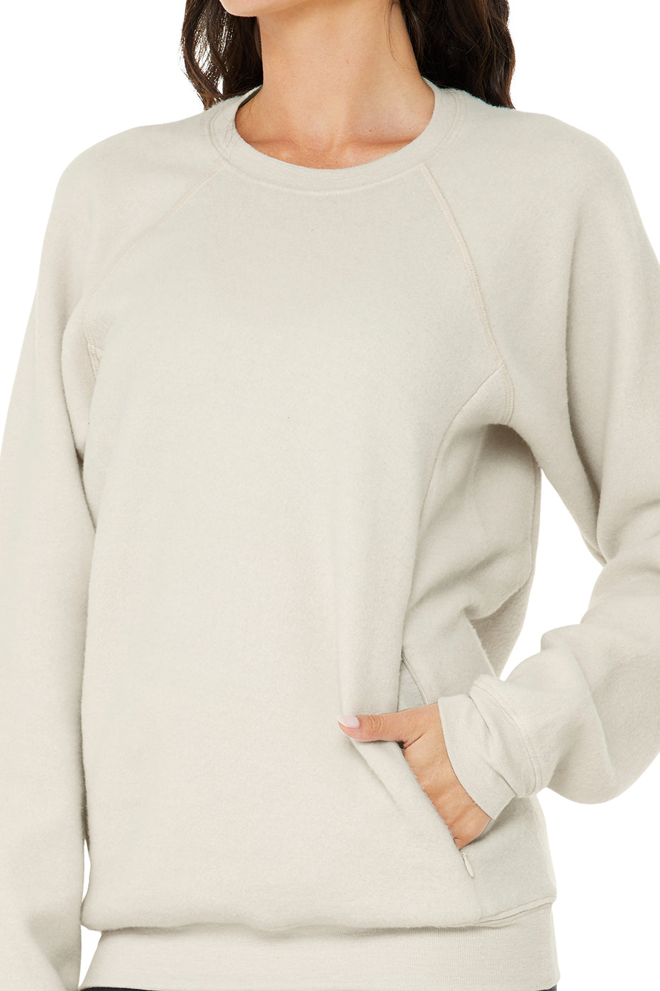 Beige Women's Alo Yoga Triumph Crew Neck Sweatshirts | COY-428631