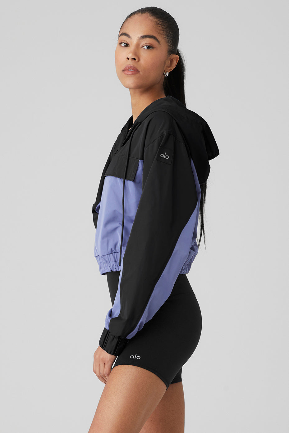 Black / Blue Women's Alo Yoga International Anorak Hoodie | UEC-096184