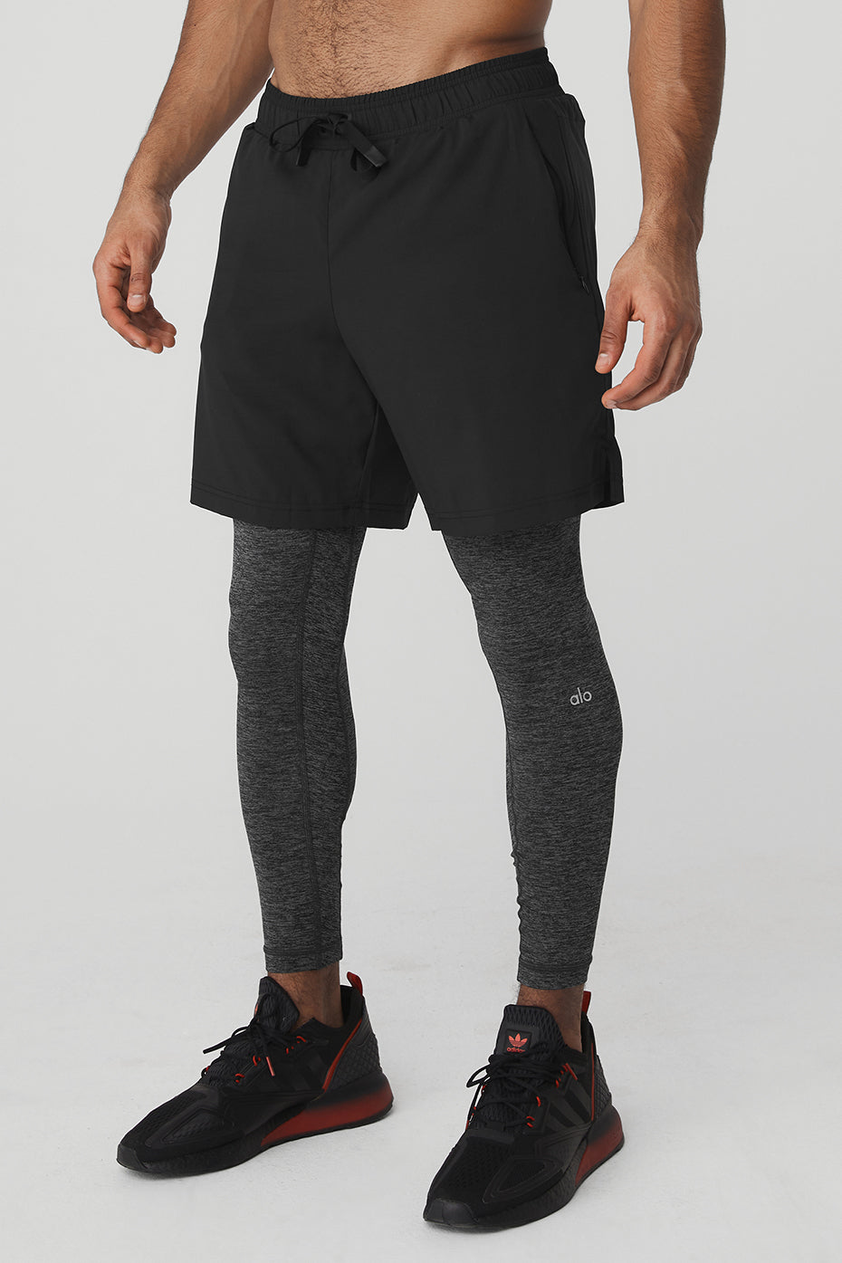 Black / Dark Grey Men's Alo Yoga Stability 2-In-1 Pants | MKN-462189