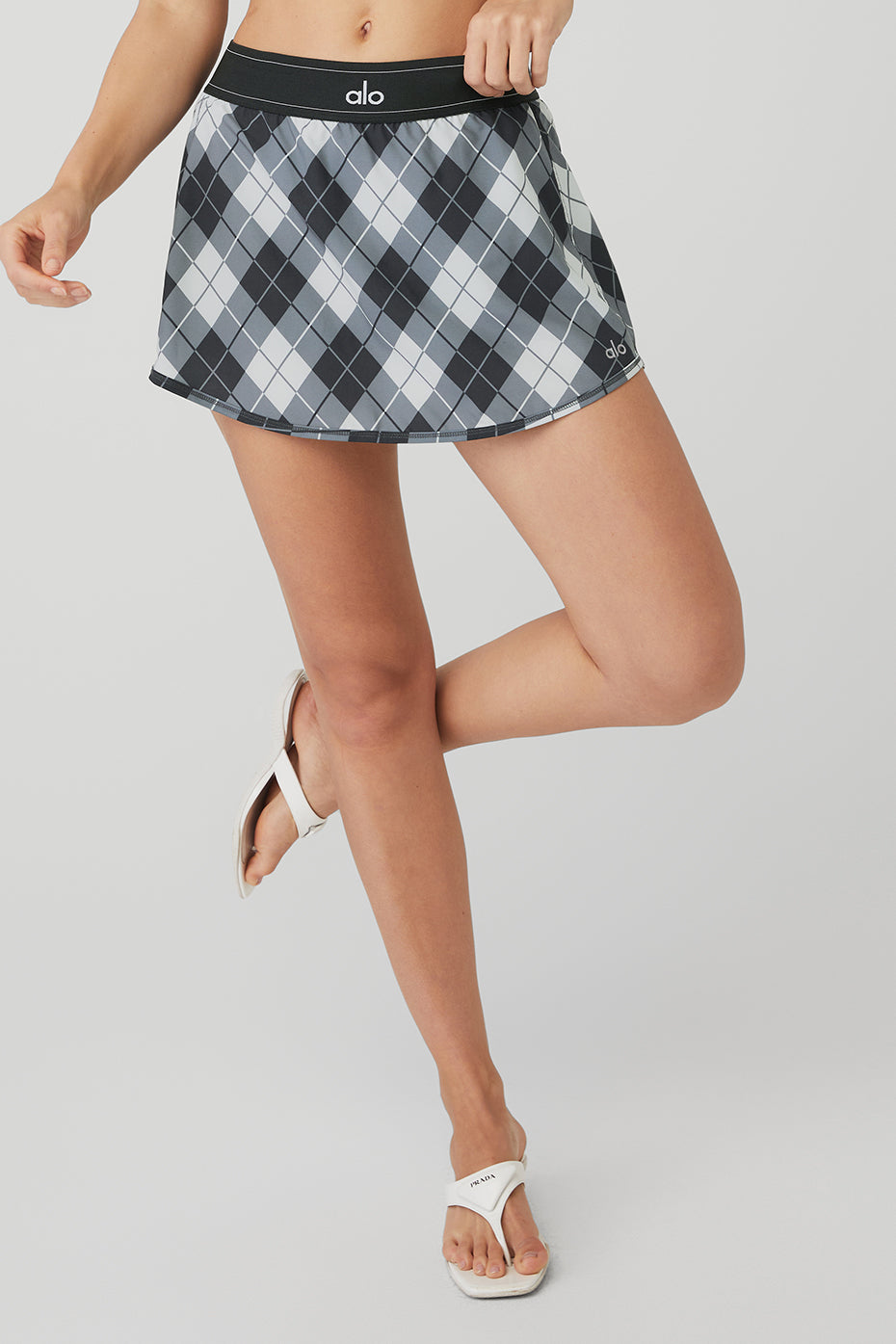 Black / Dark Grey Women's Alo Yoga Argylech Point Tennis Skirts | IUC-768351