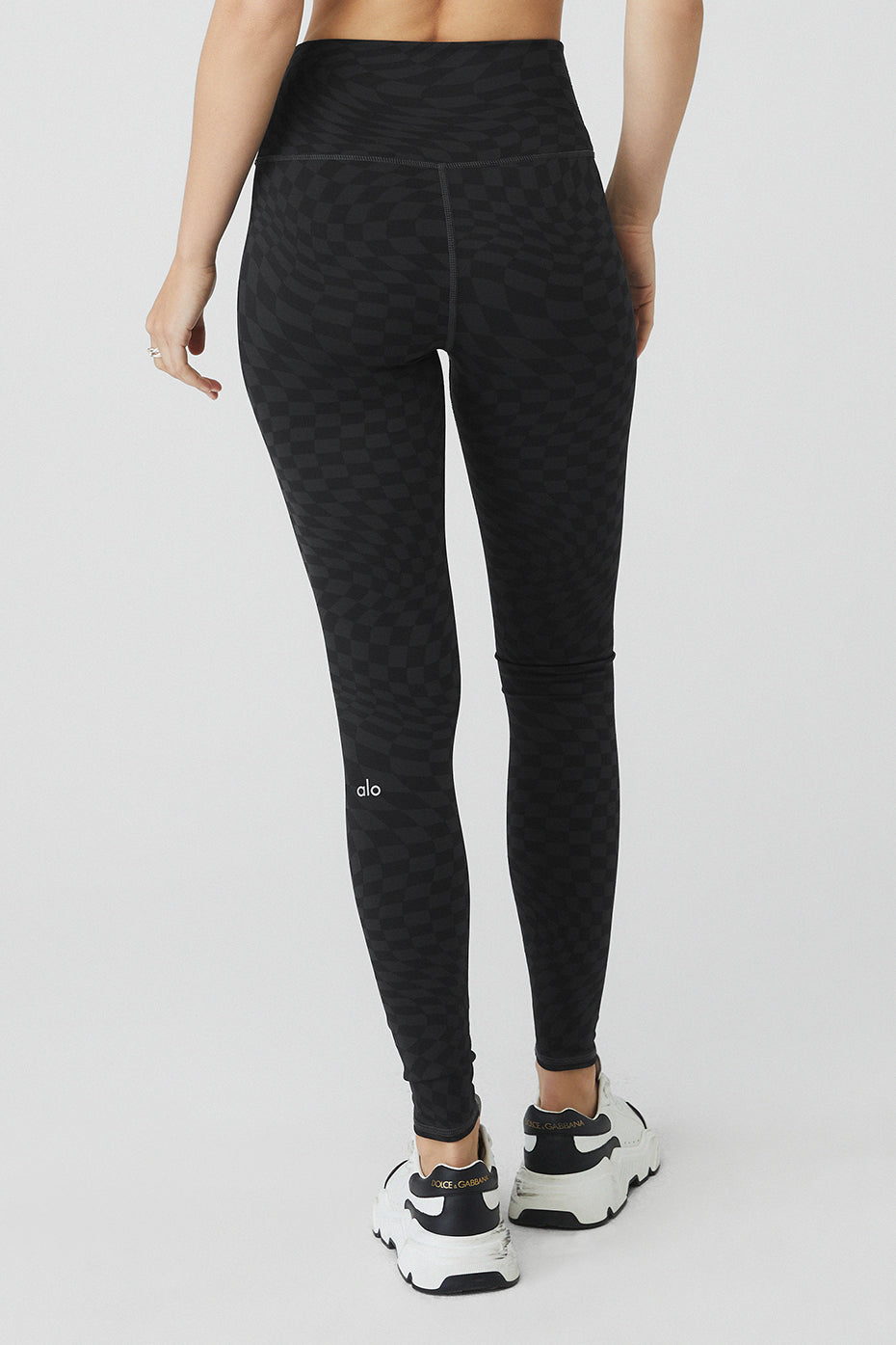 Black / Dark Grey Women's Alo Yoga Jacquard High-Waist Checkered Leggings | QKA-305981