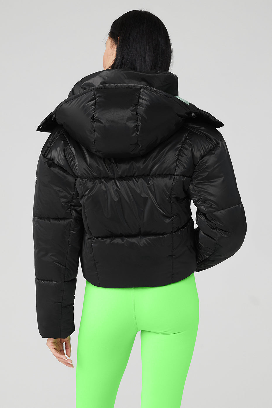 Black / Green Women's Alo Yoga Pearlized Pristine Puffer Jackets | QJT-583109