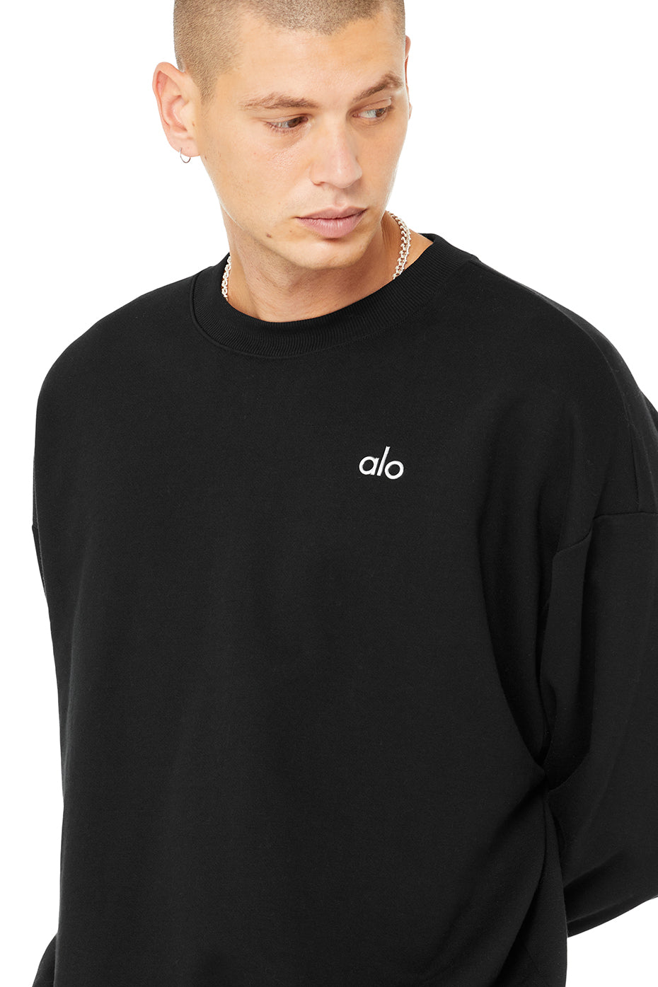 Black Men's Alo Yoga Accolade Crew Neck Pullover Sweatshirts | MDI-906285