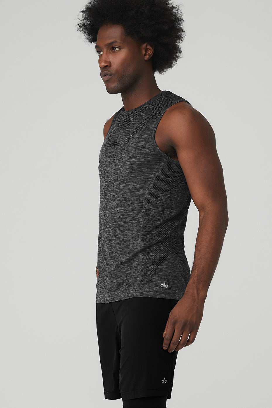 Black Men's Alo Yoga Amplify Seamless Muscle Tanks | LNA-861790