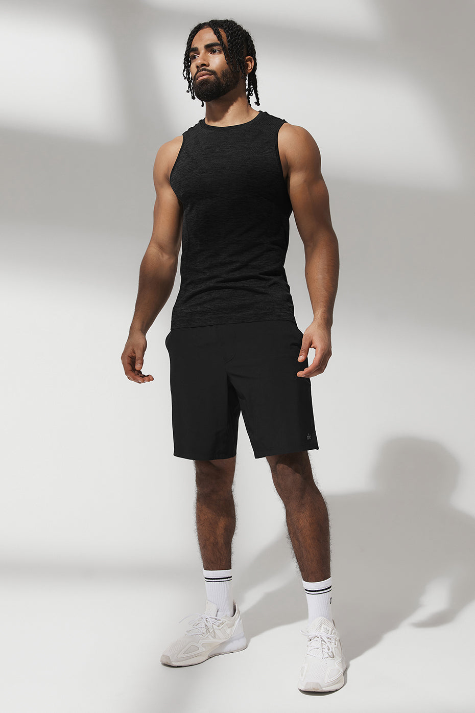 Black Men's Alo Yoga Amplify Seamless Muscle Tanks | LNA-861790