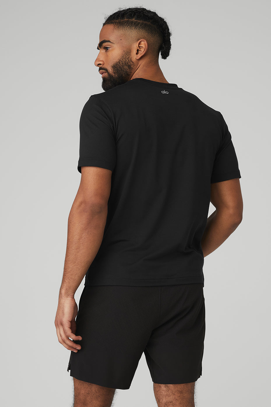 Black Men's Alo Yoga Conquer Reform Crewneck Short Sleeve | QBR-914658