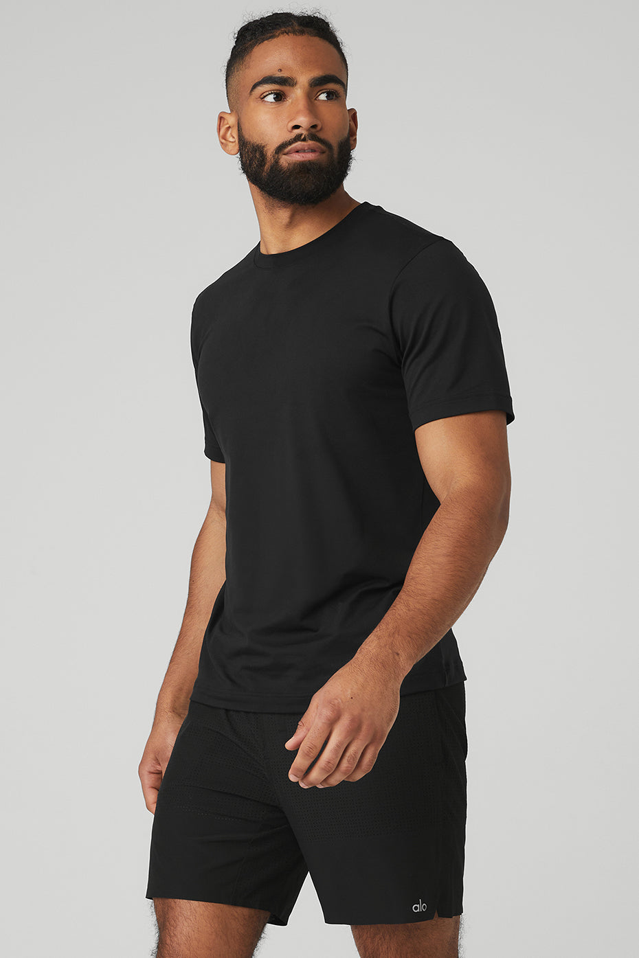 Black Men's Alo Yoga Conquer Reform Crewneck Short Sleeve | QBR-914658