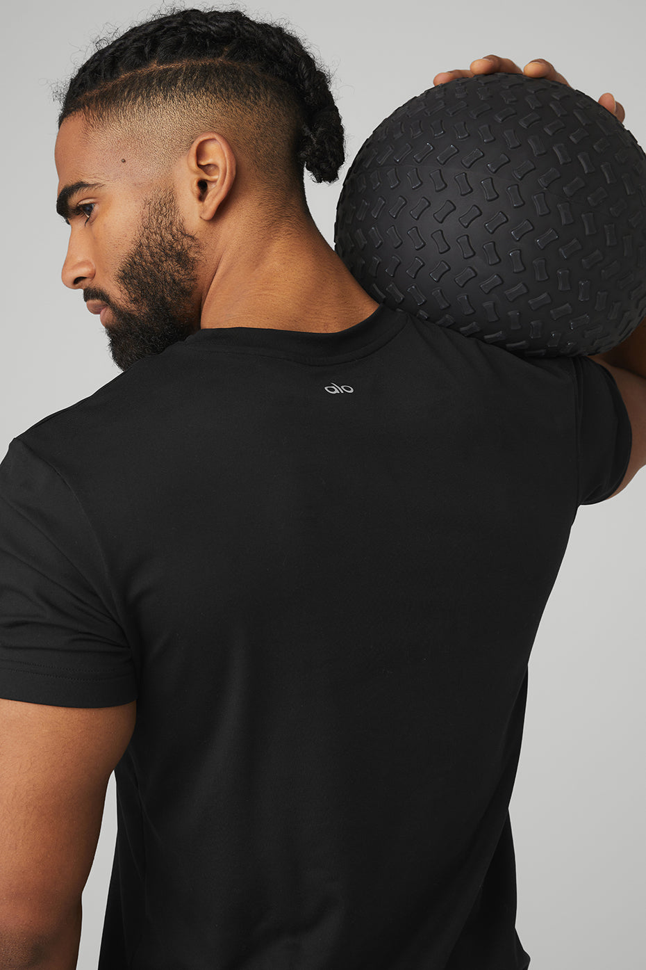 Black Men's Alo Yoga Conquer Reform Crewneck Short Sleeve | QBR-914658