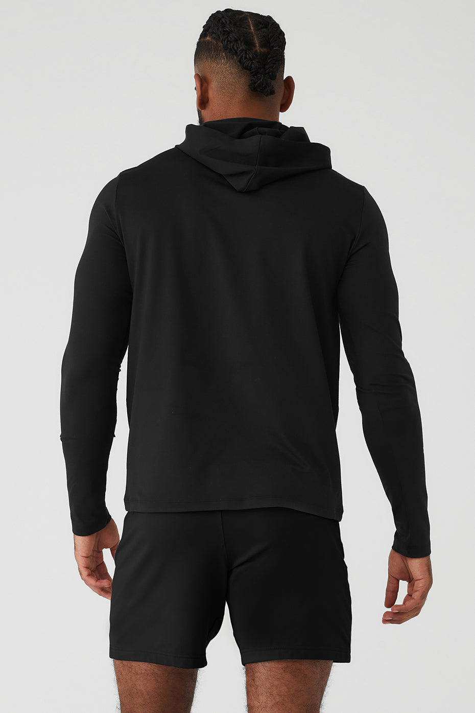 Black Men's Alo Yoga Conquer Reform With Hood Long Sleeve | WNX-408256