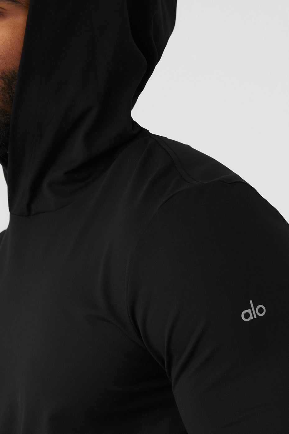 Black Men's Alo Yoga Conquer Reform With Hood Long Sleeve | WNX-408256