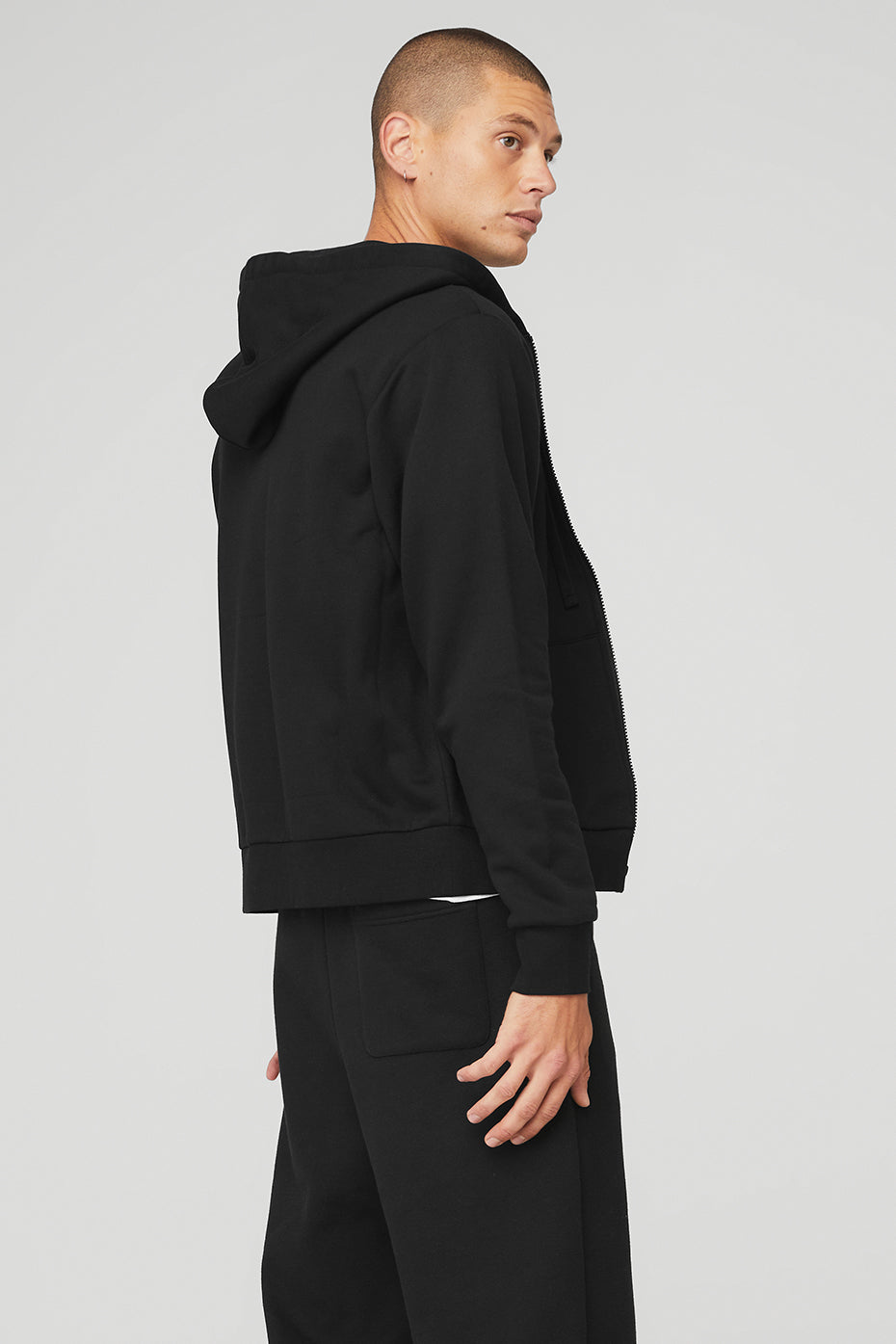 Black Men's Alo Yoga Everyday Full Zip Hoodie | WDX-260817