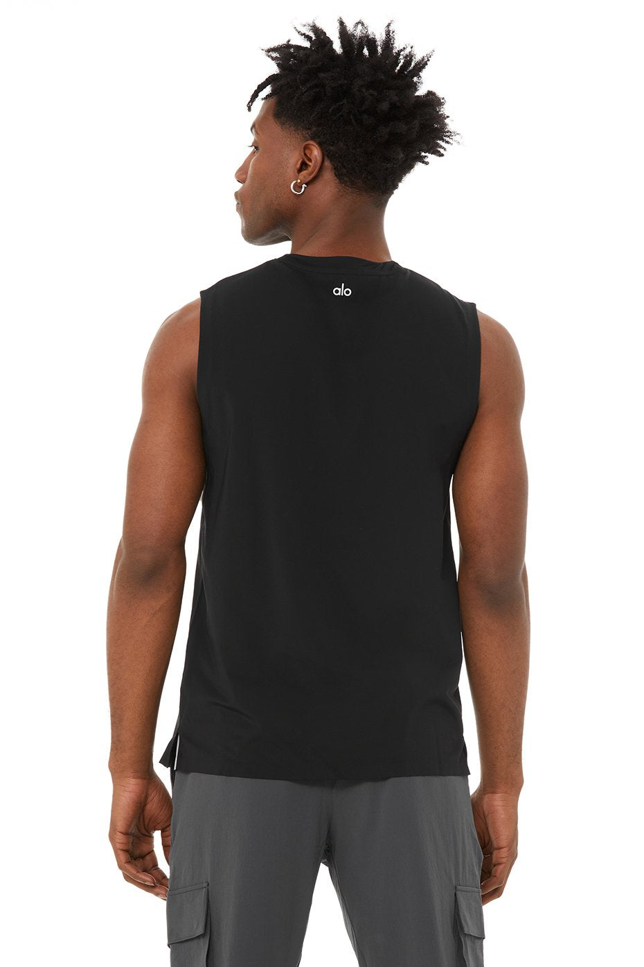 Black Men's Alo Yoga Idol Performance Tanks | OZF-135286