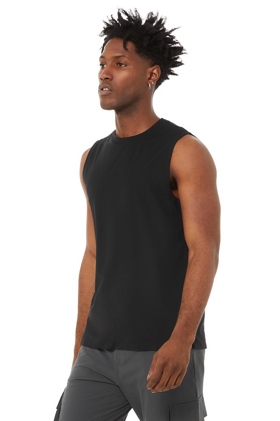 Black Men's Alo Yoga Idol Performance Tanks | OZF-135286