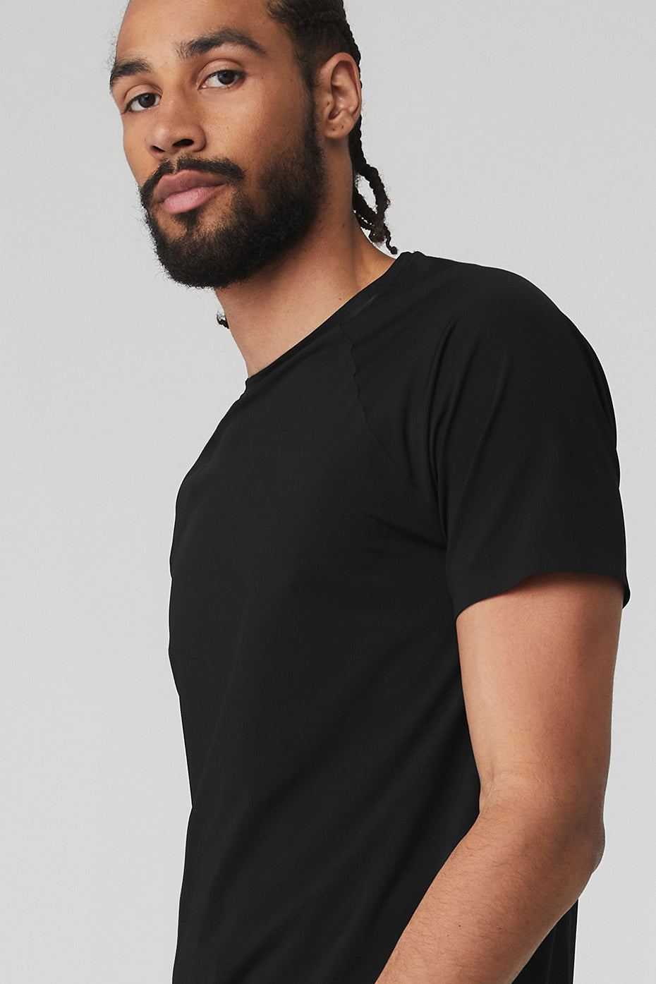 Black Men's Alo Yoga Idol Performance Tee Short Sleeve | KUX-314082